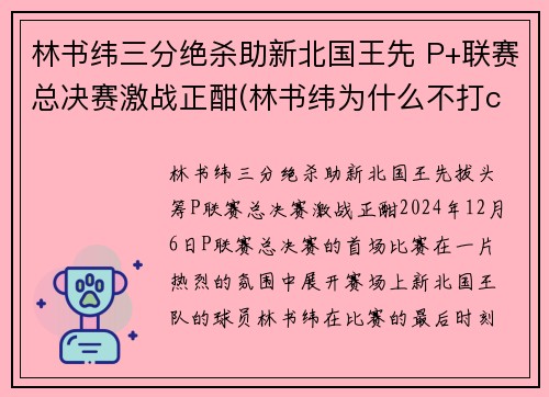 林书纬三分绝杀助新北国王先 P+联赛总决赛激战正酣(林书纬为什么不打cba)