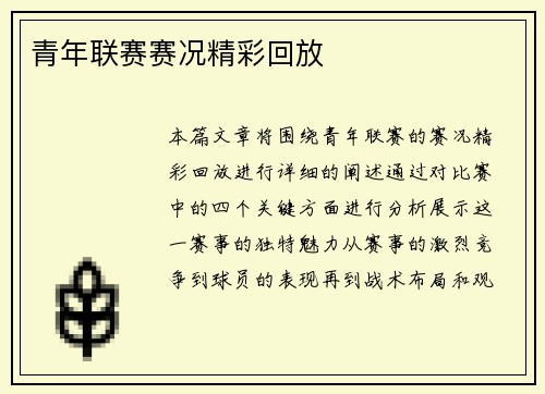 青年联赛赛况精彩回放
